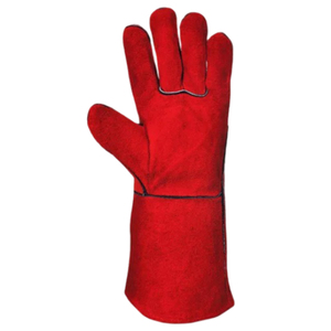 Guantes de soldadura de seguridad de cuero de piel de vaca roja resistentes al calor costura resistente al calor soldadores de grado A guantes de trabajo de alta calidad - Product Image 3