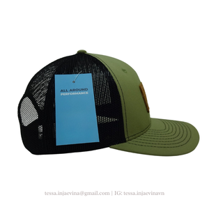 Fabricant de couvre-chef du Vietnam OEM ODM patch en cuir gaufré personnalisé logo chapeaux de camionneur bandeau à la mode étiquette tissée L01 - Product Image 5