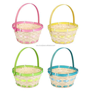 Cesta de Almacenamiento de Pascua Ecológica de Bambú Verde y Rojo Natural Hecha a Mano por Sisu Handicraft - Product Image 1