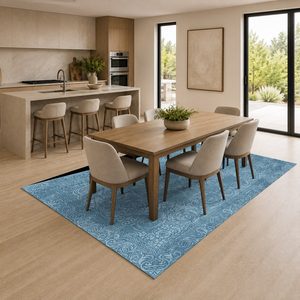 <b>RUGS</b> DEPOT LXDP-0742 Wholesale <b>Blue</b> <b>Navy</b> Contemporary Geometric Digital Printed Machine Washable Chenille Area <b>Rug</b> Non Slip - Product Image 4