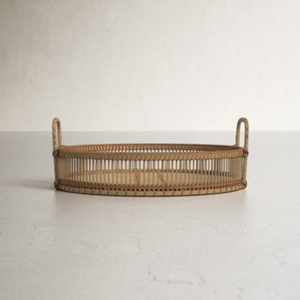 Modern Round Rattan Serving <b>Tray</b> With Designer Handwoven Texture Ideal For Home Decor <b>Snacks</b> Drinks And Gifts - Product Image 4