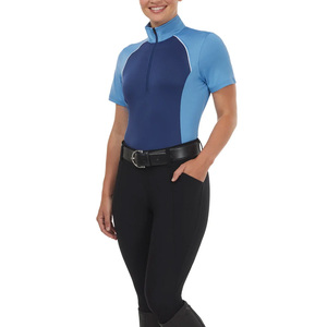 Chemise d'équitation élégante pour dames à manches courtes respirante légère compétition équitation spectacle haut performance - Product Image 3
