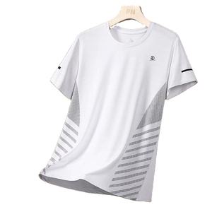 OEM Logo personnalisé broderie impression hommes été mince à séchage rapide maille sport Fitness demi-manches haut décontracté extensible t-shirt - Product Image 2