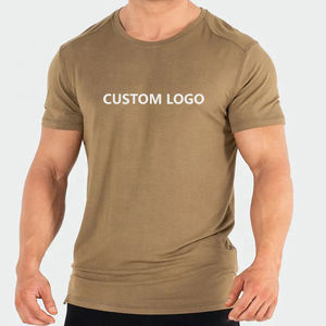 T-shirt de course à pied d'été à la mode pour hommes, hauts en coton à manches courtes respirant, tissu tricoté - Product Image 5