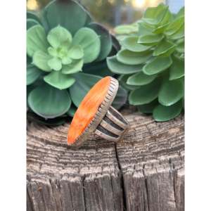 Tommy Jackson Spiny Oyster Sterling <b>Silver</b> <b>Ring</b> Size 9.5 Rose Gold Plated Bezel <b>Set</b> Fashion Jewelry Gift - Product Image 4