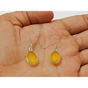 Pendiente de ónix amarillo de Plata de Ley 925 con piedras preciosas facetadas, joyería acentuada en oro rosa para niñas y mujeres, modelo - Product Image 4