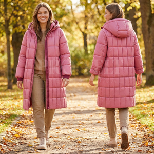 Abrigo de Invierno Acolchado con Capucha Larga de Alta Calidad Personalizado OEM, Abrigo Acolchado con Aislamiento Térmico, Corte Recto, Cierre de Cremallera, Ropa Exterior - Product Image 6