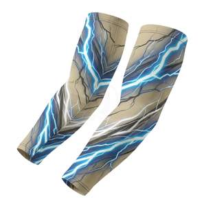 Mangas de Compresión para Brazos con Estampado Digital de Rayo Azul Eléctrico, Protección UV, Seda de Hielo Refrescante, para Atletas - Product Image 1