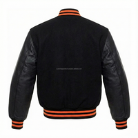 Veste de baseball varsity en laine de haute qualité pour hommes, logo personnalisé, orange et noir, broderie sur le devant, boutons pression, col montant, respirante, coupe-vent