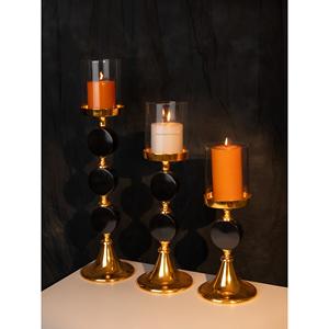 เชิงเทียนโลหะสีดำและสีทองแบบพรีเมี่ยมพร้อมกระจกสำหรับตกแต่งบ้านและคริสต์มาสทำด้วยมือเสาเทียน - Product Image 4