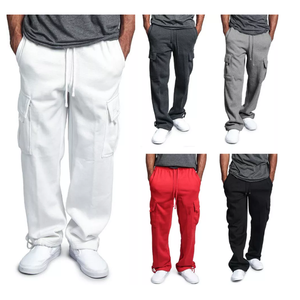 กางเกงวอร์มคาร์โก้ของผู้ชายกางเกงวอร์มทรงหลวมแบบตรงมีกระเป๋าผ้าย้อมสีล้วนความต้องการสูง - Product Image 1