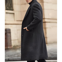 Trench-coat décontracté pour homme, coupe ajustée, col cranté, veste longue, pardessus, manteau à simple boutonnage avec poches