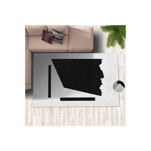 Ensemble de tapis imprimé numérique dessin abstrait noir et blanc - Product Image 2