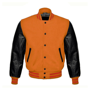 2025 parches bordados personalizados a prueba de viento nuevo Letterman béisbol cuero manga lana cuerpo bombardero poliéster chaquetas Casuales - Product Image 1