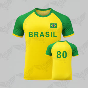 Camiseta de Fútbol Retro Personalizada para Hombre, Estilo Vintage, Italia, Brasil, Cuello Redondo - Product Image 2