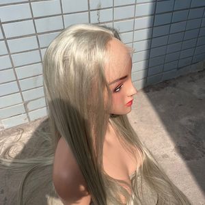 Cabello humano vietnamita Color rubio ceniza Frontal 13x6 Peluca Extensiones de cabello liso - Product Image 5