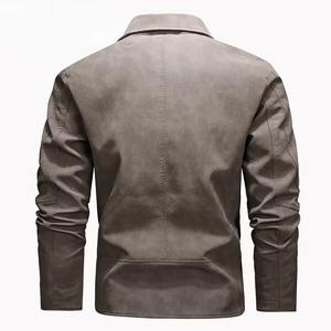 Veste en cuir varsity pour homme, col montant, à capuche, coupe-vent, décontractée, en cuir synthétique véritable - Product Image 3