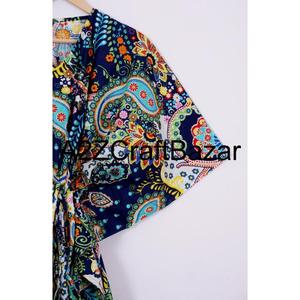 100% Organic Cotton Midi Kaftan <b>Women</b> Floral Print <b>Spring</b> Beach <b>Dress</b> Summer Cruise Wear Regular Fit Breathable Casual Clothing - Product Image 4