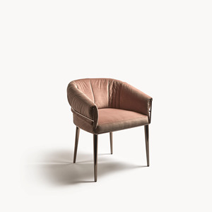 Modern Luxury Eco-Friendly Teak Wood <b>Dining</b> <b>Chair</b> <b>with</b> Polished Metal Legs and Velvet Upholstery Armchair for Home Furniture - Product Image 1
