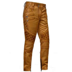 กางเกงหนัง PU เอวสูงแฟชั่นใหม่ขายาวไม่ยับไม่ยับสำหรับผู้ชาย - Product Image 2