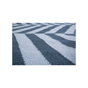 Alfombra de Lana Tejida Plana Azul Alhambra, Hecha a Mano, Diseño Chevron Rectangular con Parches de Diamantes, para el Hogar, Pasillo, Sala de Estar - Modelo Dwrm-112 - Product Image 3