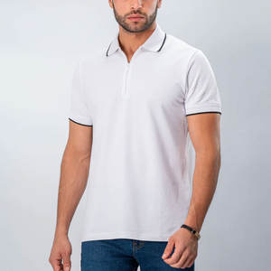 Camiseta Polo para hombre con logotipo personalizado impreso, mejor compra, venta directa de fábrica de Pakistán, camiseta polo con cremallera de cuarto para hombre - Product Image 1