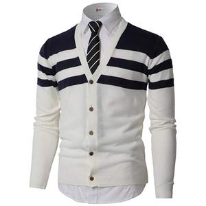 Pull en tricot à col en V boutonné unisexe de couleur rouge classique de haute qualité, doux et chaud, à manches longues, uniforme - Product Image 1