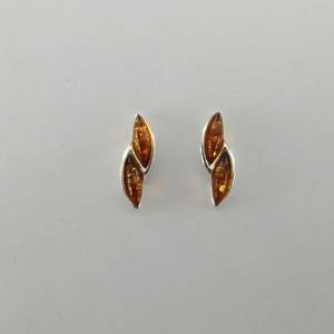 Mới Đến 2025 Thiết Kế Lá Hoa Mẫu Hổ Phách Đá Quý 925 Sterling Bạc Bông Tai Đồ Trang Sức Cho Phụ Nữ Và Cô Gái Mặc Trong Đảng - Product Image 1