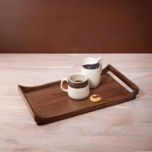 Eco-friendly Rectangle Metal <b>Tray</b> <b>Wooden</b> Handles Vintage Style Safe Food Serving Kitchen Home Hotel Decorative Tableware Storage - Product Image 2