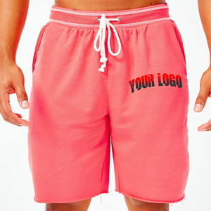 Venta al por mayor 100% algodón para hombre jogging corto Personalizado 3D puff impreso logotipo Peso Pesado color sólido con crudo dobladillo para hombre jogger. - Product Image 4