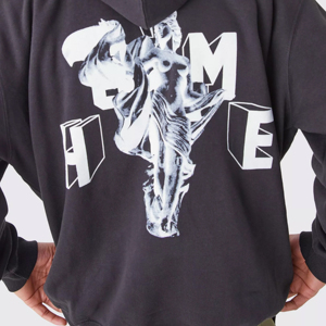 เสื้อฮู้ดสวมหัวโอเวอร์ไซส์300 GSM สำหรับผู้ชายเสื้อฟลีซแข็งพิมพ์ลายสกรีน - Product Image 3