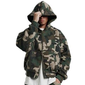 Sudadera con capucha para hombre, personalizada, de algodón, con hombros caídos, estampado integral, corte holgado, camuflaje, estilo vintage, con cremallera, en oferta - Product Image 1