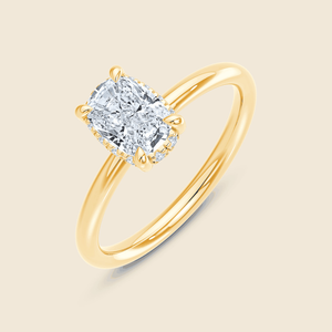 Bague Halo Lily en Or Massif 14K avec Diamant de Laboratoire Taille Coussin Allongée de 1,00 Carat, Qualité F-VS, Produit Authentique - Product Image 1