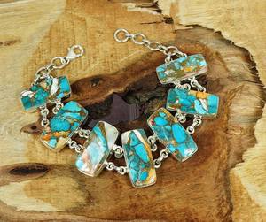 Oyster Turquoise 925 Sterling Silver Luxury GIA Certified <b>Charm</b> Adjustable <b>Bracelet</b> Handmade Statement Jewelry Wholesale - Product Image 3