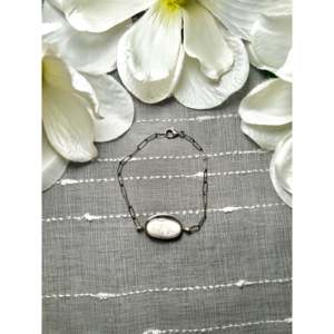 White Buffalo and Sterling Silver Link Bracelet Navajo-<b>Crafted</b> Cultural Collectible Jewelry - Product Image 1
