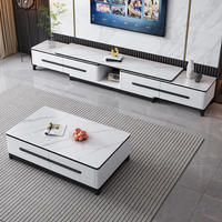 Meuble TV et table basse modernes en bois pour salon et salle à manger, extensibles, pliables, légers, blancs avec tiroirs