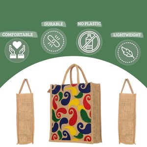 Set of 3 Customized Designs Jute <b>Bags</b> Top Quality Handmade Rectangle Shape Rope Handles Shopping Gifts Wedding Usable <b>Bags</b> - Product Image 5