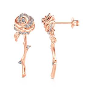 Jeulia Flowering Rose <b>Stud</b> Earrings Rose Gold Tone Sterling <b>Silver</b> - Product Image 2