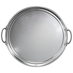 Bandeja de servicio redonda de aluminio martillado perfecta para bufés, banquetes, elegancia de comedor en casa con plato reflectante seguro para alimentos - Product Image 2