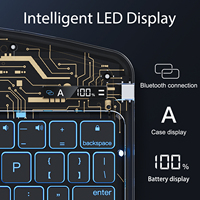 Casing Keyboard Sentuh lampu latar 7 warna, pelindung ramping 360 dapat diputar untuk iPad pro 12.9 inci dengan tempat pensil