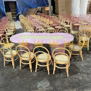 ชุดโต๊ะและเก้าอี้ที่ทันสมัยและปลอดภัยเฟอร์นิเจอร์หวายยืดหยุ่นทนทานสำหรับเด็กสำหรับห้องนั่งเล่นห้องครัวคอลเลกชันร้อน - Product Image 4