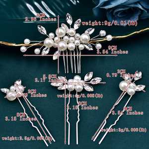 บริดเดลล่า BHP591 ชุดหวีผมประดับมุกและคริสตัลสีเงิน 4 ชิ้น - สวมใส่สบายสำหรับงานแต่งงาน งานพรอม และงานพิธีการ - Product Image 4