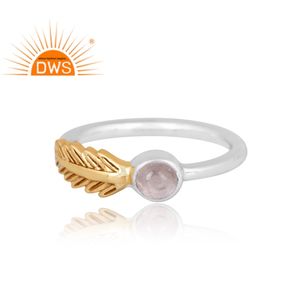 Anillo de piedras preciosas de cuarzo rosa Natural de plata de ley de mejor diseño, joyería de diseño personalizado para mujer, regalo para ella - Product Image 2