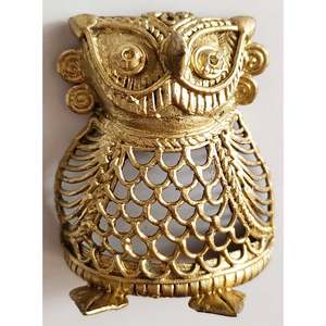 Búho mediano Dhokra Dokra hecho a mano para decoración del hogar estilo Art Deco de lujo para decoración de habitaciones para restaurantes - Product Image 1