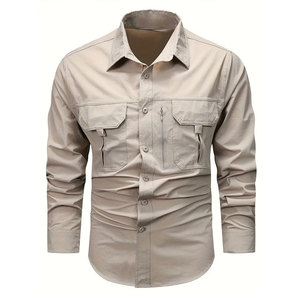 เสื้อเชิ้ตกันแดดแขนยาวลำลองผู้ชาย, 2025ฤดูใบไม้ผลิและฤดูใบไม้ร่วงมีกระเป๋าหลายกระเป๋าสำหรับตกปลากลางแจ้ง - Product Image 1