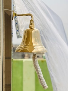 ระฆังโลหะทองเหลืองแข็งตกแต่งประตูวินเทจผ้าไหมหน้าจอทะเลกระดิ่งผนังออกแบบแขวนขัดเสร็จพร้อมเพลง - Product Image 5