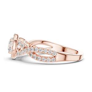 Bague de fiançailles halo avec diamant de laboratoire rond taille brillant de 0,19 carat, clarté VVS-VS EF, or 18 carats, 14 carats, 10 carats et argent 925, rose - Product Image 3
