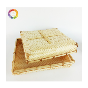 Caja de almacenamiento enrollable de bambú, caja de bambú natural tejida a mano para embalaje de regalo, caja de embalaje de joyería de bambú cuadrada para pulsera - Product Image 6