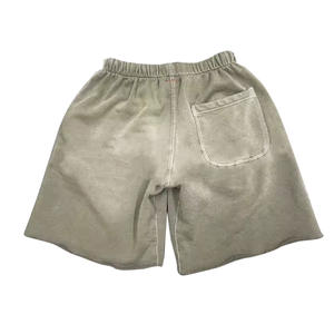 Sweat à capuche et short délavés à l'acide vierge en polaire unie de haute qualité personnalisés en gros Survêtement deux pièces unisexe court à capuche - Product Image 3