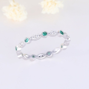 Bagues en or blanc 14 ct avec diamant Emerald Luxury New Design Solid Gold Fine Jewelry Rings with Real Diamonds Ring - Product Image 2